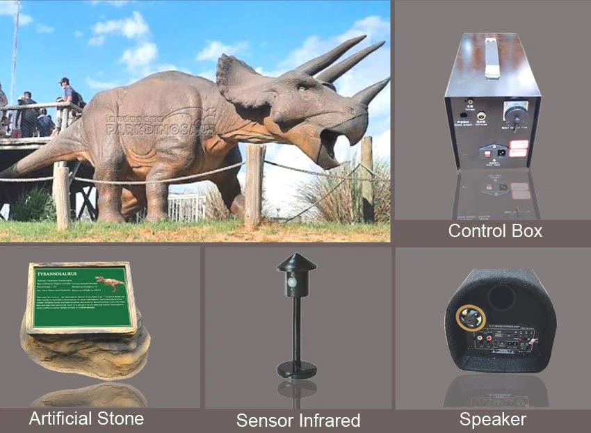 Realistic Animatronic Life Size Triceratops Statue-F
